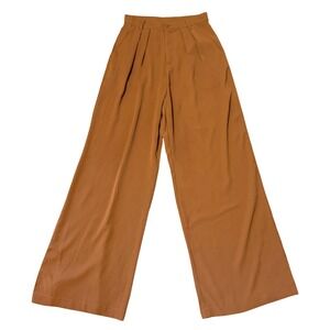 Bluivy High Waist Wide Leg Pleated Pants Rust Brown Small NWT Chic Flowy